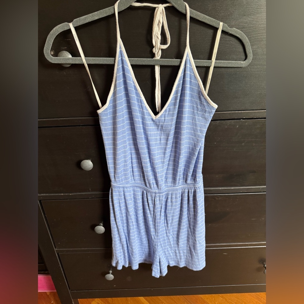 Forever 21 Light Blue Striped Romper
